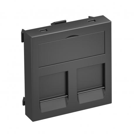 Data technology support, 1 module, straight outlet, type PA Black-grey; RAL 7021