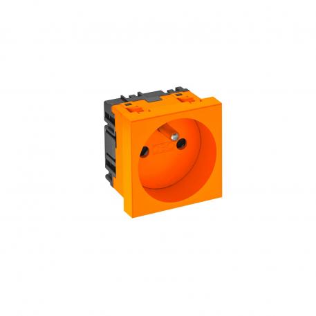 0° socket, with earthing pin, single Pure orange; RAL 2004