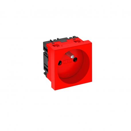 0° socket, with earthing pin, single Signal red; RAL 3001