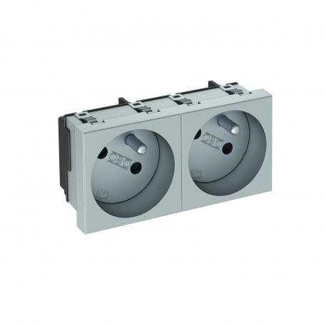 33° socket, with earthing pin, double Aluminium painted