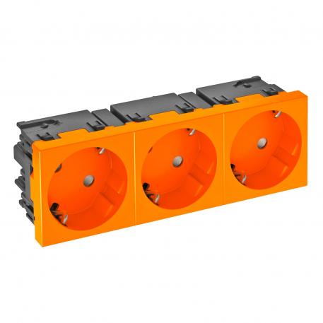Socket 33°, Connect 45, protective contact, triple, pure orange 