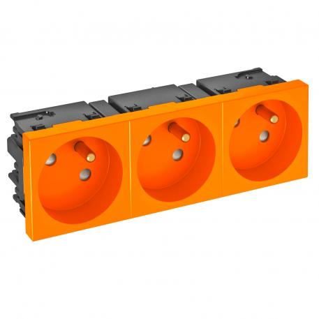 33° socket, Connect 45, with earthing pin, triple, pure orange 