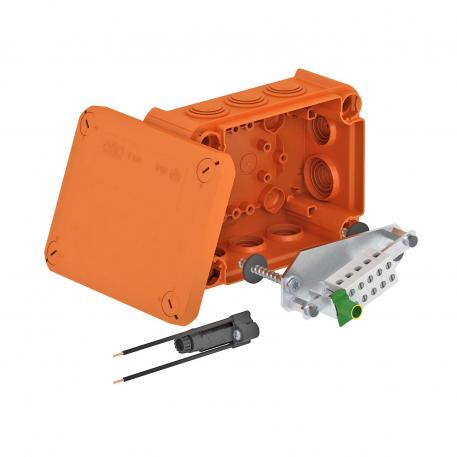 FireBox T100ED with internal fastening and fuse holder 136x102x57 | 10 | IP66 | 8x M25 2x M32 | Pastel orange; RAL 2003