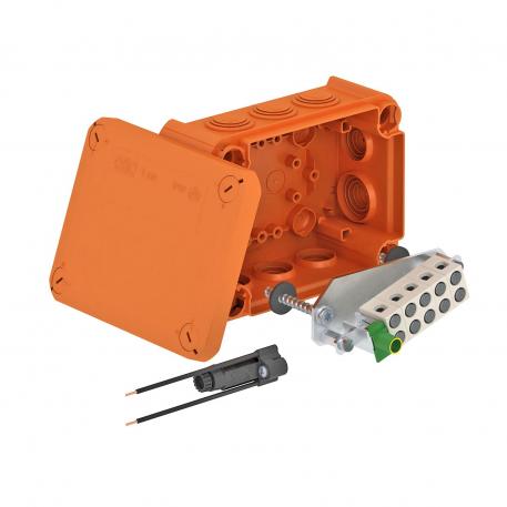 FireBox T100ED with internal fastening and fuse holder 136x102x57 | 10 | IP66 | 8x M25 2x M32 | Pastel orange; RAL 2003
