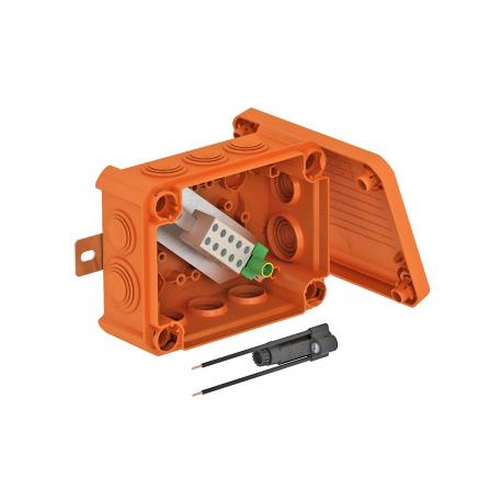 FireBox T100ED external fastening with fuse holder 136x102x57 | 10 | IP66 | 8x M25 2x M32 | Pastel orange; RAL 2003